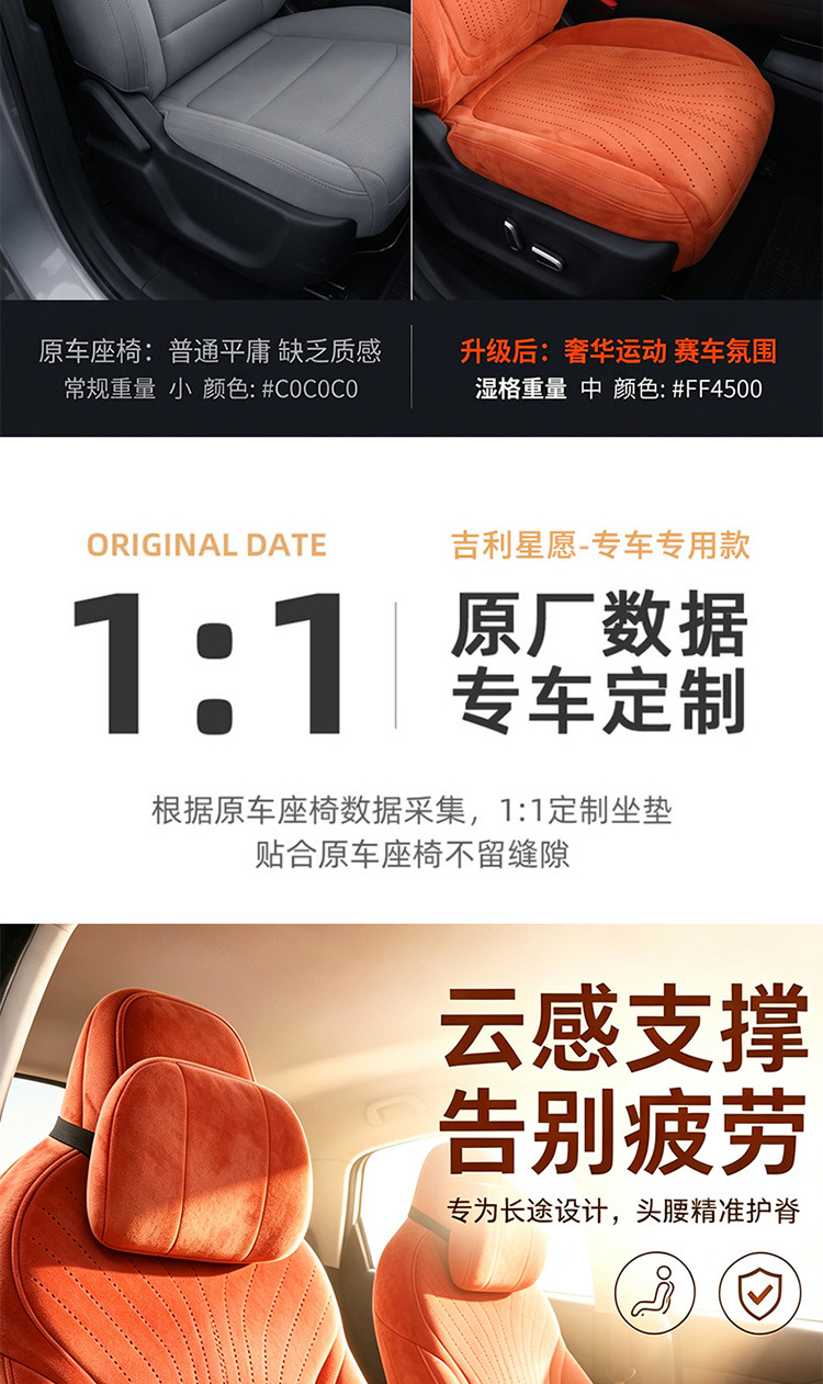 27-year-old Geely Xingyuan car seat covers, full-coverage design, suitable for all seasons, breathable and made of suede