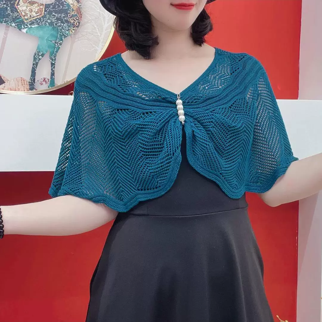 防晒贵妇披肩套头针织女夏季薄款时尚百搭配护颈显瘦遮肉短款外搭