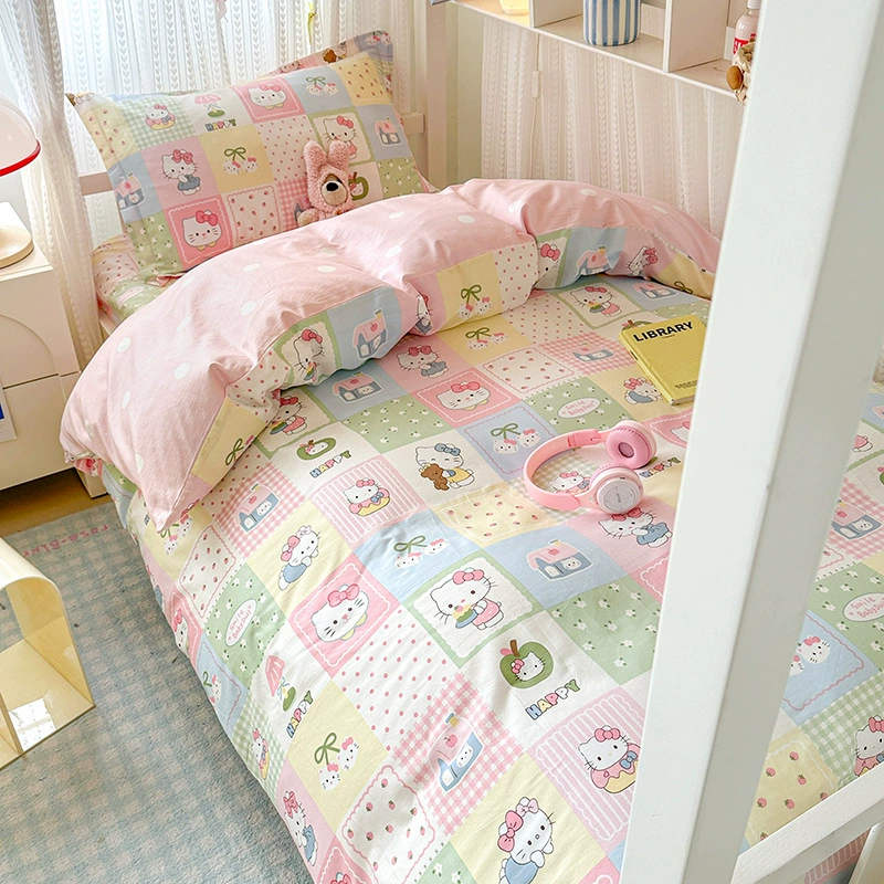 Cotton 3-Piece Bedding Set with Pillowcases — Breathable sheets in assorted cute prints