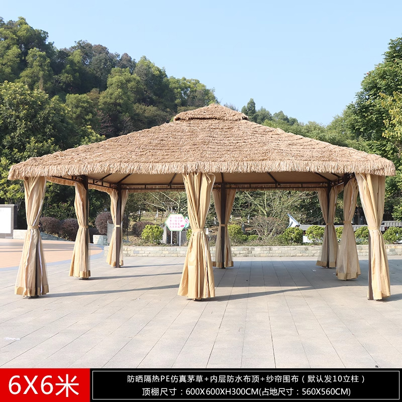 Pabellón al aire libre, techo galvanizado, pabellón de cuatro pilares, patio, jardín, techo, toldo de ocio, gran dosel de lluvia