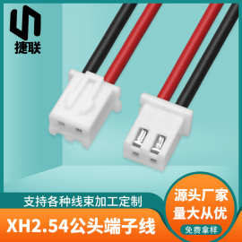 XH2.54公头端子线1007-24号PVC红黑电子线C3连接器锂电池线束定制