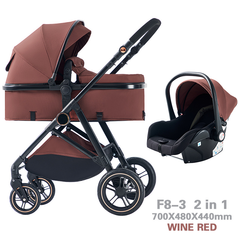 Two-Way High-View Four-Wheel Baby Stroller That Can Sit, Lie down and Foldable Two-Way Lightweight Newborn Three-In-One Stroller
