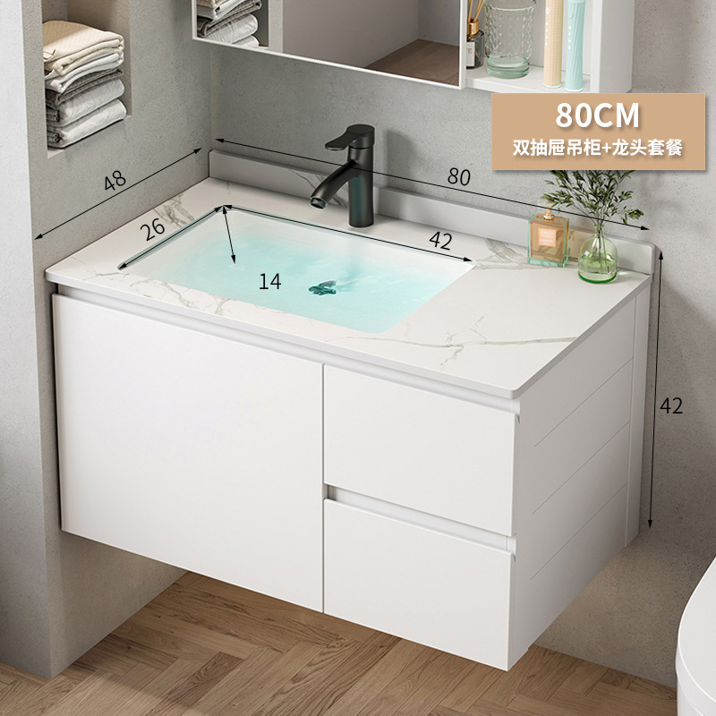 Simple espacio de aleación de aluminio gabinete de baño Baño combinación lavabo de cerámica lavabo hogar integrado mesa de lavado