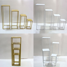 。热销新款婚庆几何路引T台铁艺婚礼道具立体方形甜品台橱窗摆件