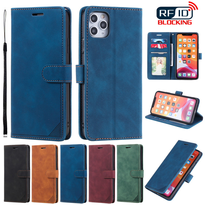 Mobile Phone Case for iPhone 11 Frosted Leather Flip Cover Card for Apple 12Pro Leather Case Wallet Protective Case
