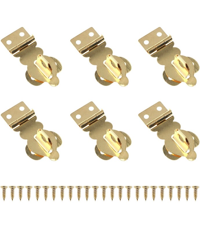 6 Pieces Brass Solid Padlock Mini with Buckle with Screw Wooden Wine Gift Box Handbag Buckle Lock