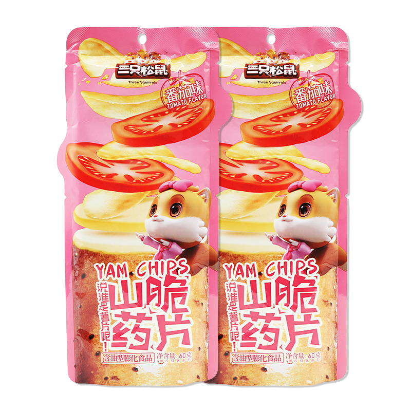 三只松鼠山药脆片60g袋装番茄味香脆休闲膨化零食薯片小吃包邮