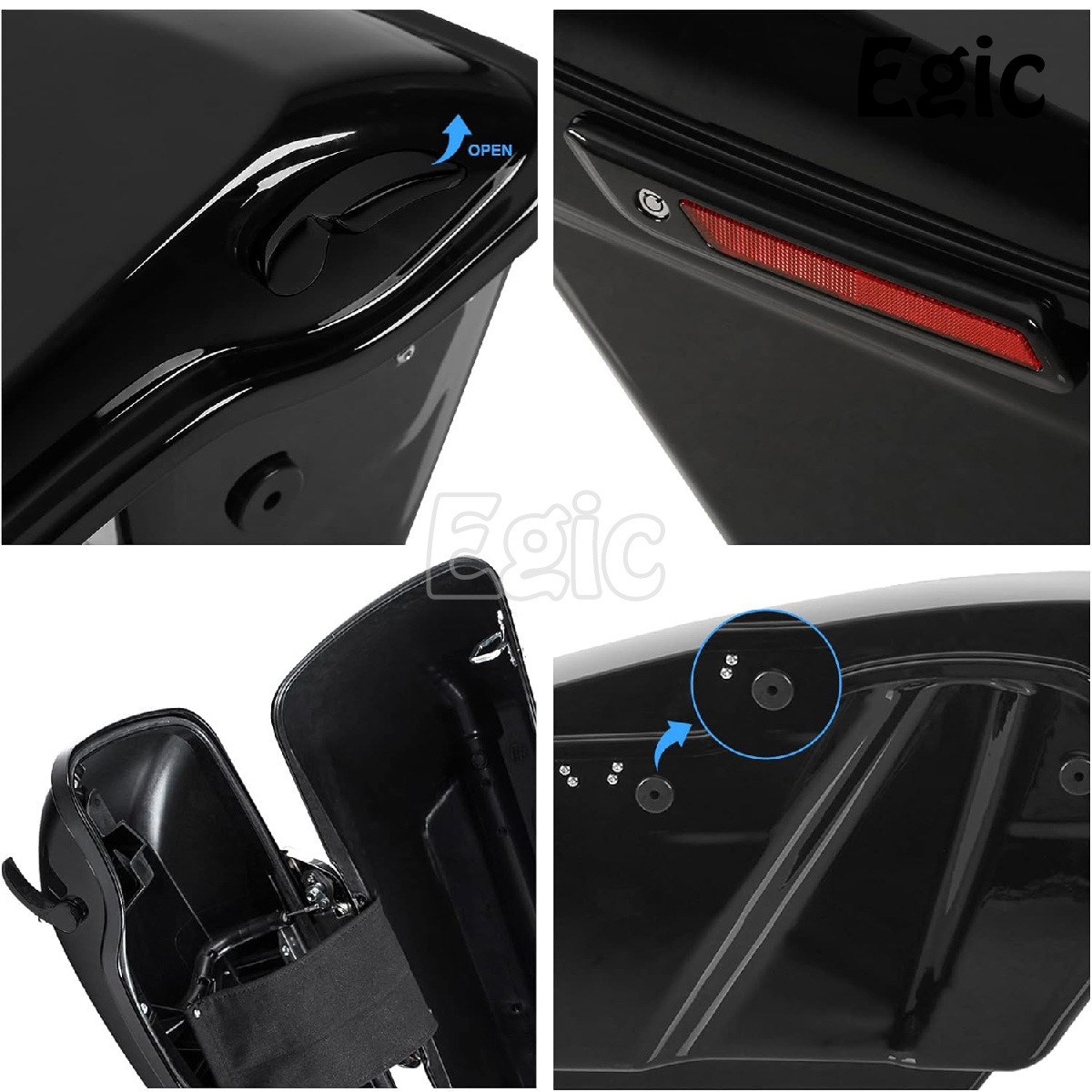 Motorcycle modified side box plus height suitable for Harley road gliding travel series 14-24 years black lock
