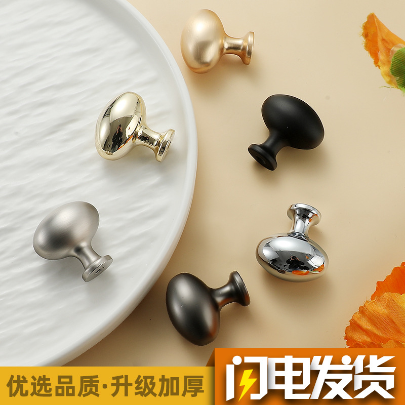 Modern Nordic oval golden cabinet door handle French personality light luxury simple drawer wardrobe cabinet single hole handle