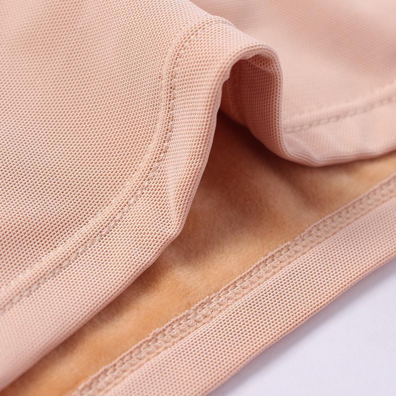 Soporte de pecho cuello bajo chaleco térmico de invierno de las mujeres forrada de lana engrosada ropa interior de enfermería Camiseta ajustada Top Delgado