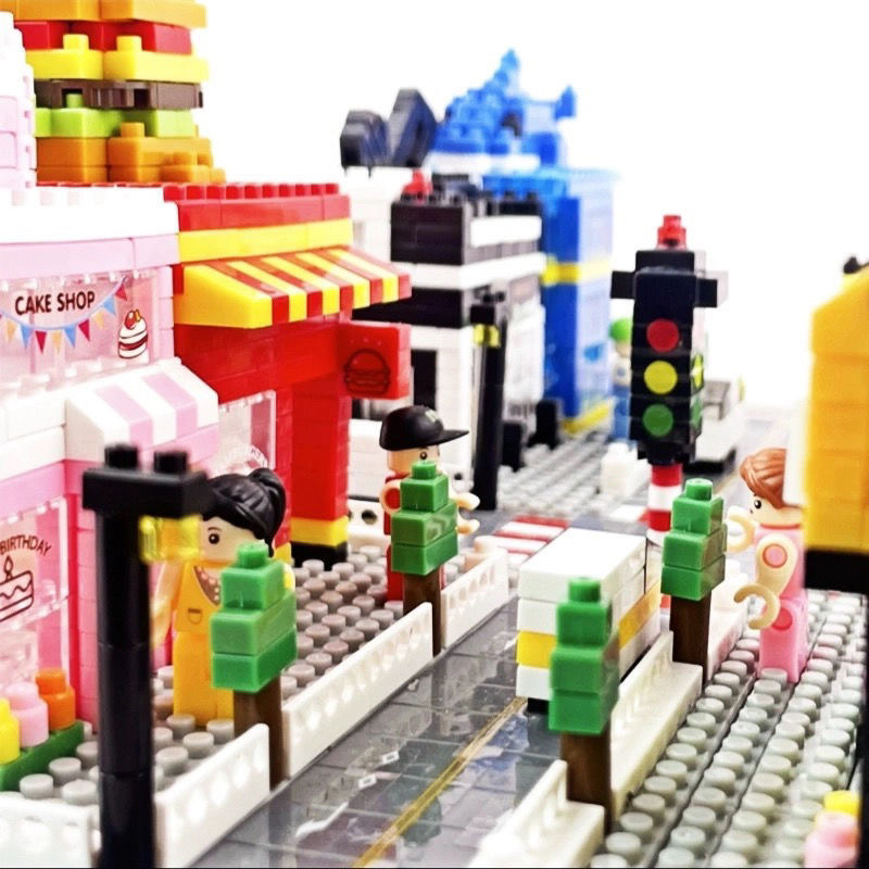 Compatible with Lego Mini Building Street Scene Assembly Blocks Children's Educational Student Model Toys Stall Mini Street Scene