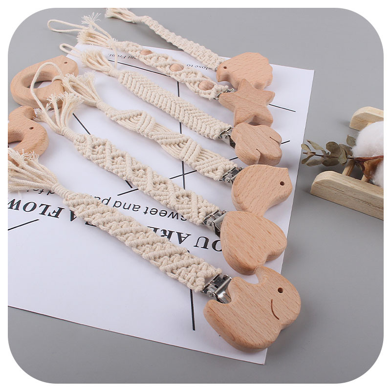 Bebé creativo Beech animal leche pezón anti-gota cadena juguete mordedor nuevo pezón tejido hecho a mano cuerda