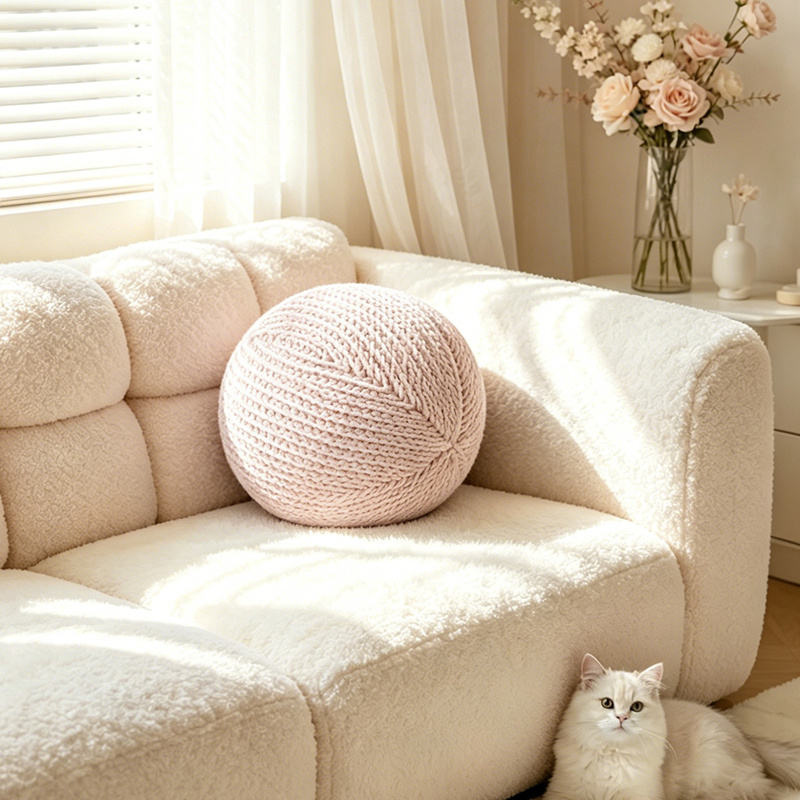 Pillow de lana simple, almohada de arco, sofá nórdico, almohada de decoración para el hogar, suave, versátil, decoración elegante