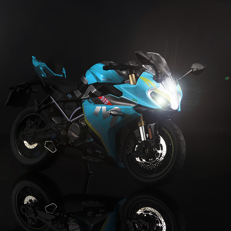Modelo de motocicleta simulación motocicleta con sonido y luz amortiguador aleación modelo de coche boutique decoración niño juguete Chenghai venta al por mayor