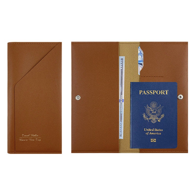 En stock transfronterizo al por mayor personalizable LOGO bolsa de identificación de viaje pu cuero multifunción bolsa de pasaporte conjunto de la máquina titular del boleto