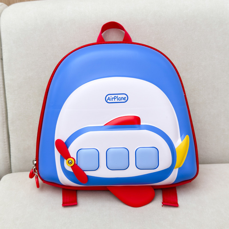 Mochila de cáscara dura para niños aviones de dibujos animados jardín de infantes mochila de cáscara de huevo para niños y niñas mochila tridimensional comercio exterior