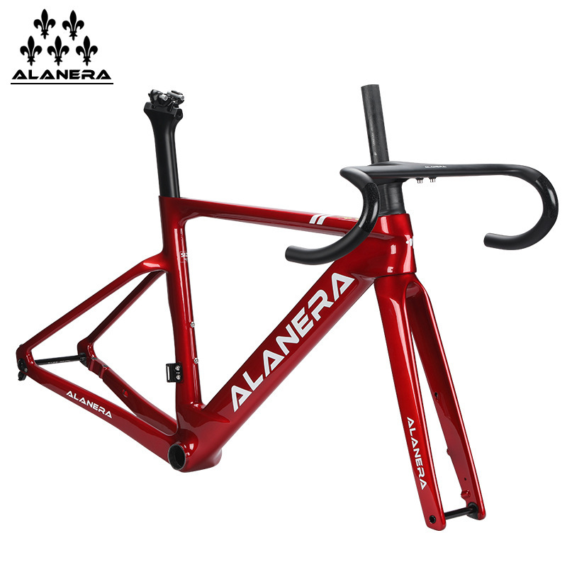 Transparent Red Alanera Carbon Fiber Bicycle Frame Wind-Breaking Road Frame Disc Brake Viking Warrior Series
