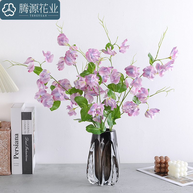Artificial Flowers with Leaves, Pea Flowers, Nordic Oil Paintings, Home Living Room Soft Decoration Projects, Wedding Ornaments, Bonsai Artificial Flowers