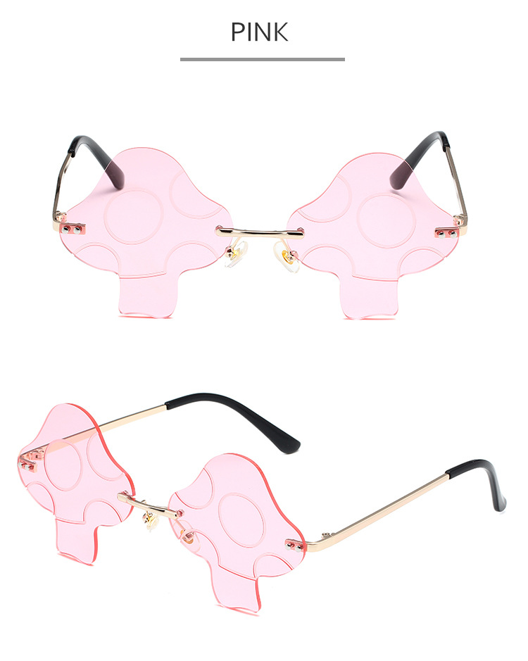 45g Weight Frameless Glasses Structure Sunglasses Classification PC, UV400 Protection, Tinted Lenses Lens Material Special-Shaped Mirror Glasses Style Casual, Outdoor, Beach Occasion Mushroom Pattern All Seasons Season Unisex Gender Novelty, Modern Style Style Novelty Modern Style Mushroom PC UV400 Protection Tinted Lenses Special-Shaped Mirror Frameless Women's Sunglasses 8