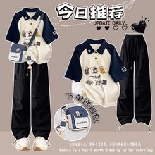 初中生夏装女2025新款套装青少年宽松学院风高中生时尚穿搭一整套