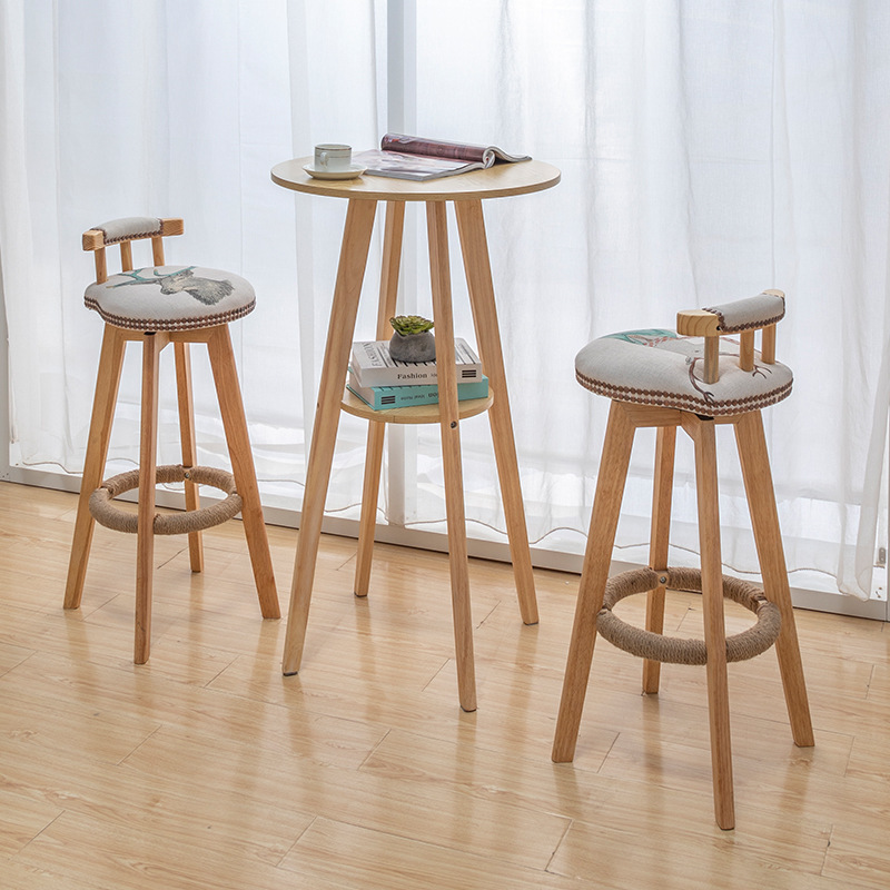 Nordic Bar Table and Chair Combination Household Solid Wood High Table Round Table Casual Bar Simple Modern Small Bar Counter
