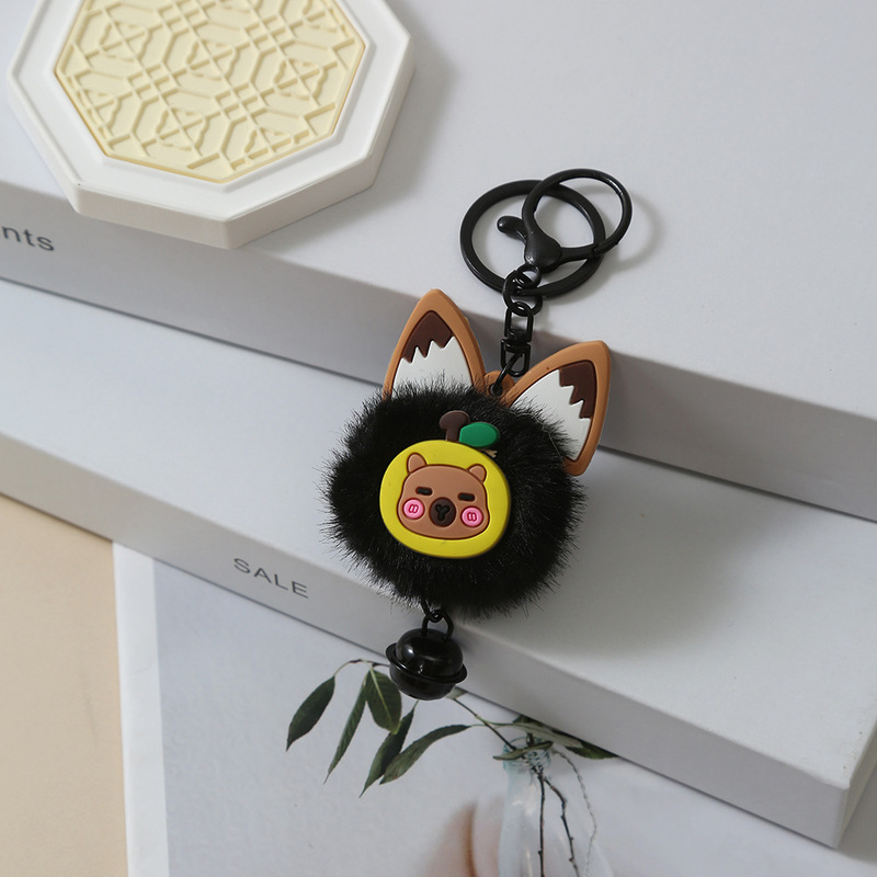 新品カラーカピバラ鈴毛玉キーホルダーストラップ可愛いバッグ飾り掛け学生プレゼント|undefined