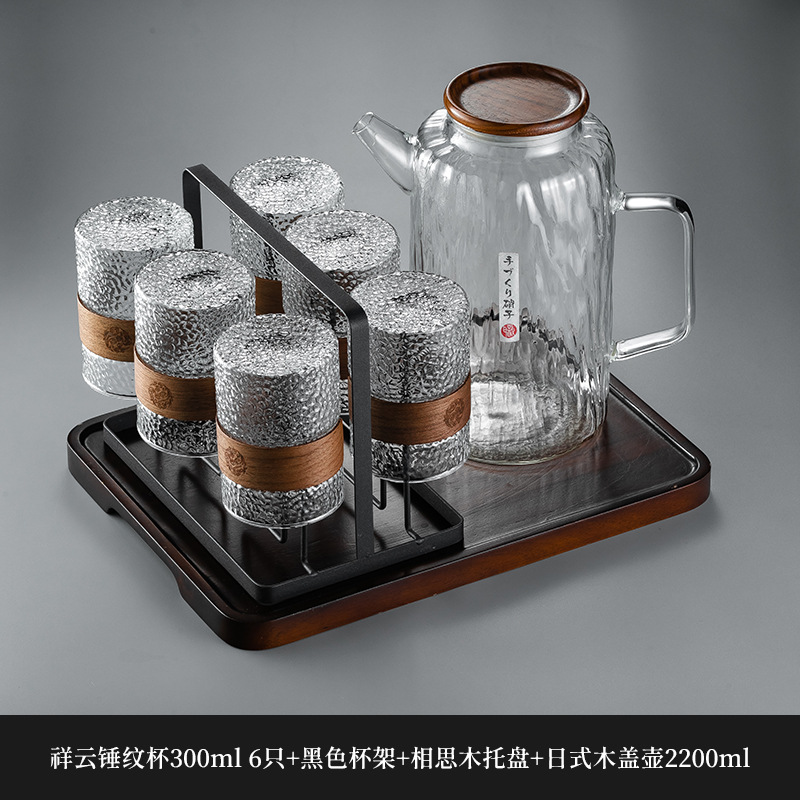 Nuevo chino patrón vertical taza de vidrio hogar de alta temperatura resistente taza de té hervidor de agua traje taza de beber anti-escaldado sala de estar hospitalidad