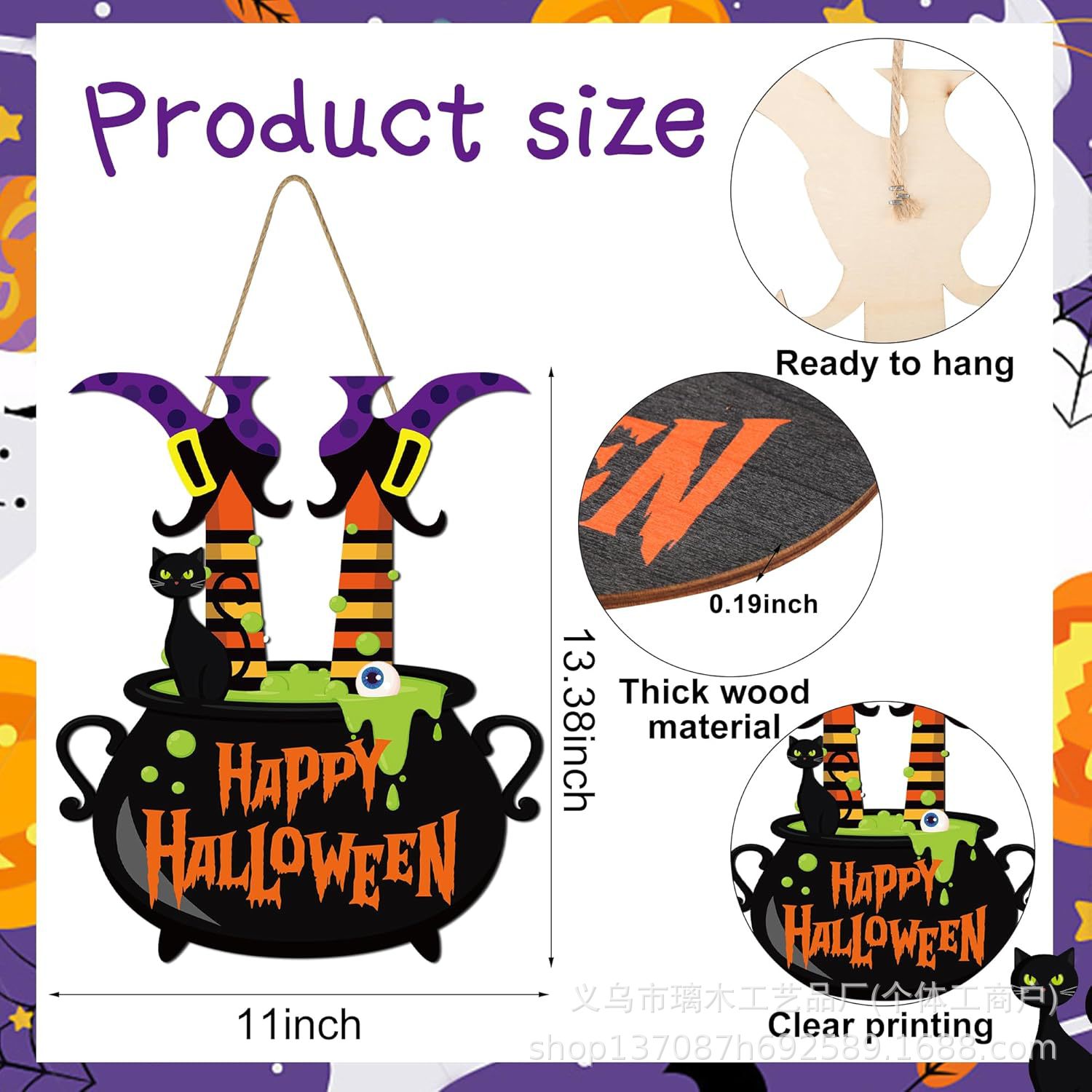 Nuevos productos transfronterizos de madera Halloween decoración de la atmósfera de la fiesta del hogar cabeza de ratón colgante decoración del patio vestíbulo