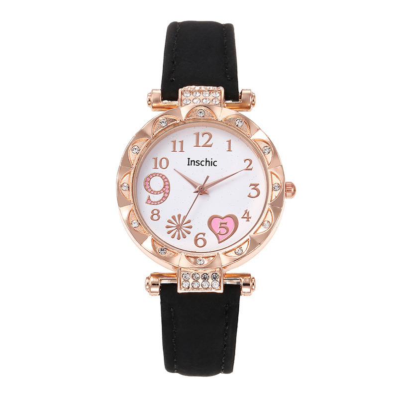 Cross-border hot sale fashionable round women's watch personality simple all-match diamond-embedded student women's quartz wrist