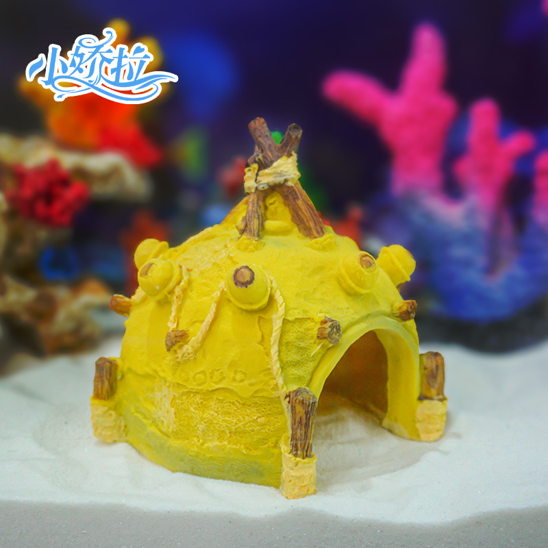 Adornos para Acuarios, Casa de Resina en Forma de Cabaña de Palitos, Decoración Popular Transfronteriza para Acuarios, Creativa Casa de Escondite para Cangrejos