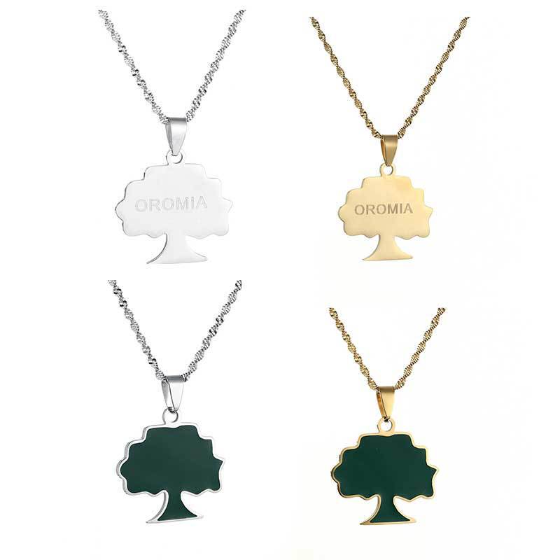 Ethiopian Oromia Map Stainless Steel Pendant Necklace Fashion Boutique Pendant Necklace Cross-border Same Style