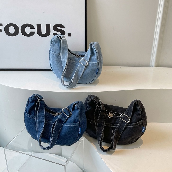 Bolsa de hombro de color sólido bolsas de bolsas de hombro retro vaqueros bolsas de lona de viaje femeninas simples bolsas de clase de estudiantes