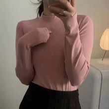 LP德芙小立领女秋冬保暖磨毛高级感正肩内搭外穿修身气质长袖上衣