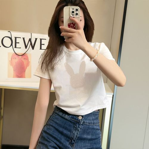 Women's Short Sleeve T-Shirt with Shoulder Design - 2025 Summer Fashion, Unique and Stylish for a Slimming Fit - Short Length Top