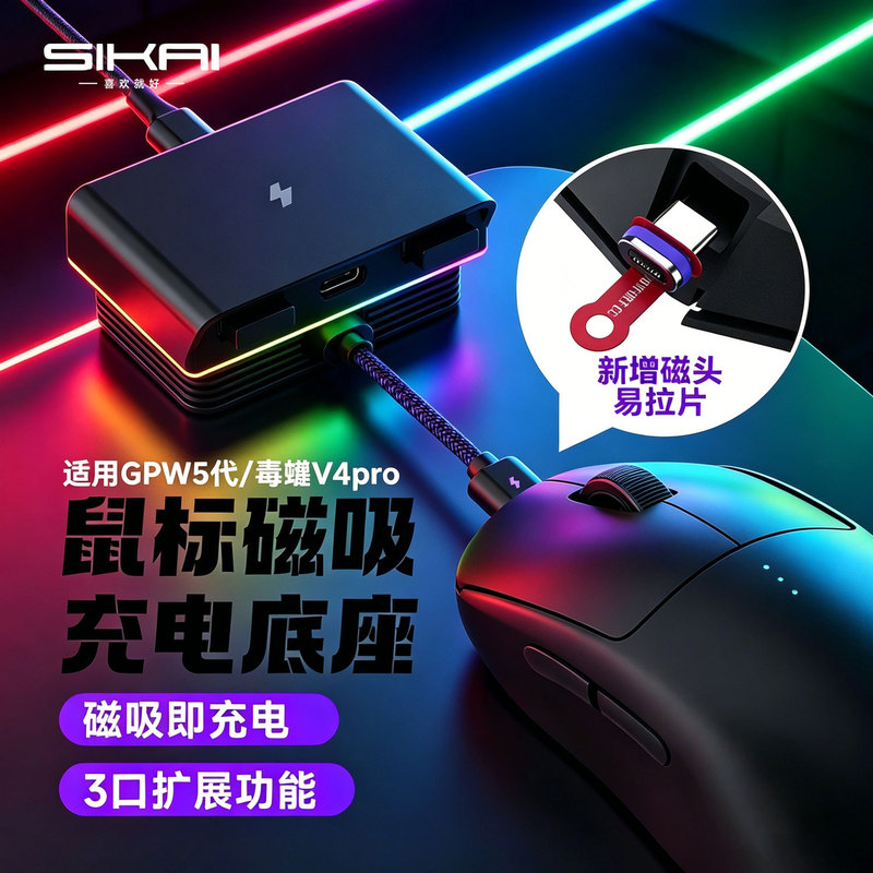 Suitable for Logitech Mouse Charging Cable Gpw4, Gpw5, Eagle Eye Magnetic Charging Base, Viper V3 Mat Stand Suitable for Logitech Mouse Charging Cable Gpw4, Gpw5, Eagle Eye Magnetic Charging Base, Viper V3 Mat Stand