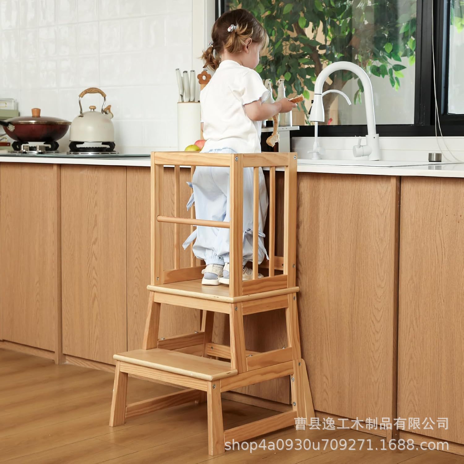 Solid Wood Toddler Tower Adjustable Learning Tower Children's Step Stool Foot Stool Baby Dining Chair Household Environmentally Friendly Wooden Chair