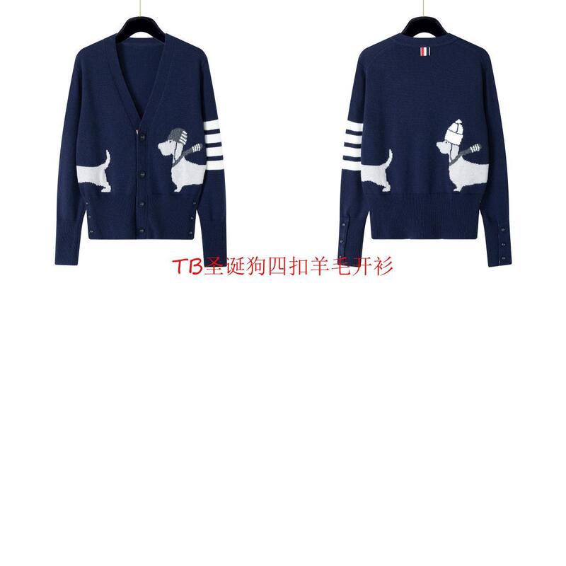 TB New Women's Autumn and Winter Knitted V-neck Cardigan Unisex Casual All-match Christmas Dog Wool Four-bar Cardigan TB New Women's Autumn and Winter Knitted V-neck Cardigan Unisex Casual All-match Christmas Dog Wool Four-bar Cardigan