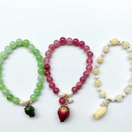 小红书热卖爆款手作青玉手链玛瑙南瓜手镯水晶珍珠手串气质女批女