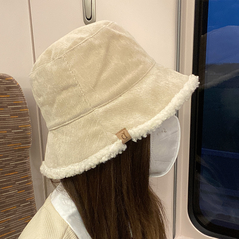 漁師帽冬女両面羊小毛秋冬百合毛バケツ冷帽子が顔を見せてかわいい保温ファッション|undefined