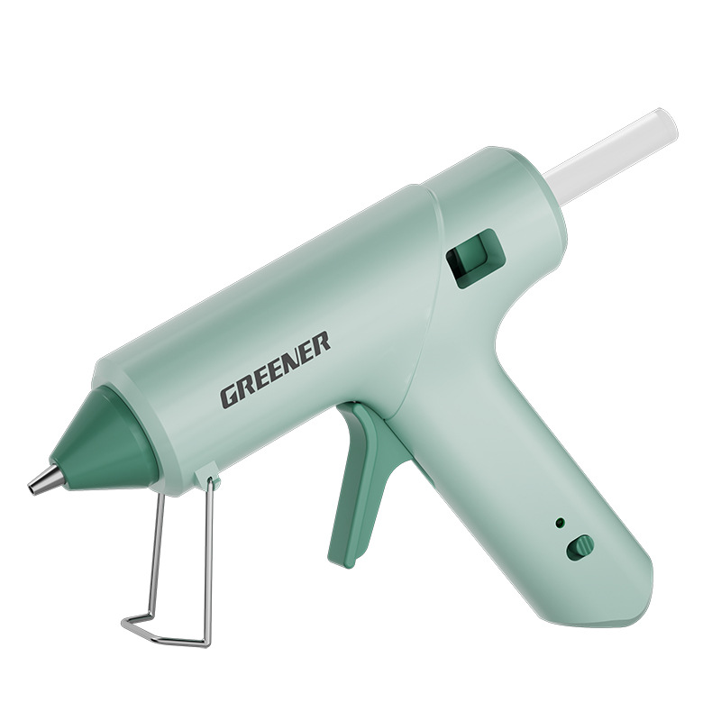 Pistola de adhesivo de fusión en caliente verde, pistola de adhesivo DIY hecha a mano, alta potencia con varilla de adhesivo de 7 mm, pistola de sol térmico para niños pequeños