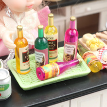 1:12������dollhouse����ʳ�����ģ��6ƿ���Ѿ����Ϲ�֭���6ƿ