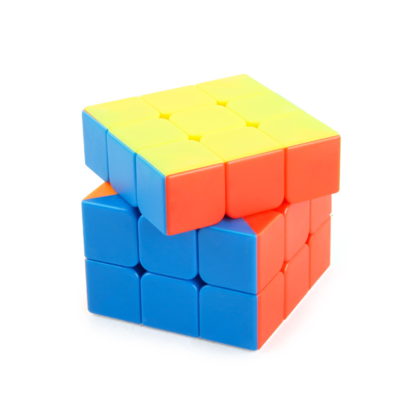 Liso de tercer orden Cubo de Rubik con Spring Educational Science and Education color sólido Cubo de Rubik regular pequeña regla mágica 3,4 cm Rubik's Cube blister Pack