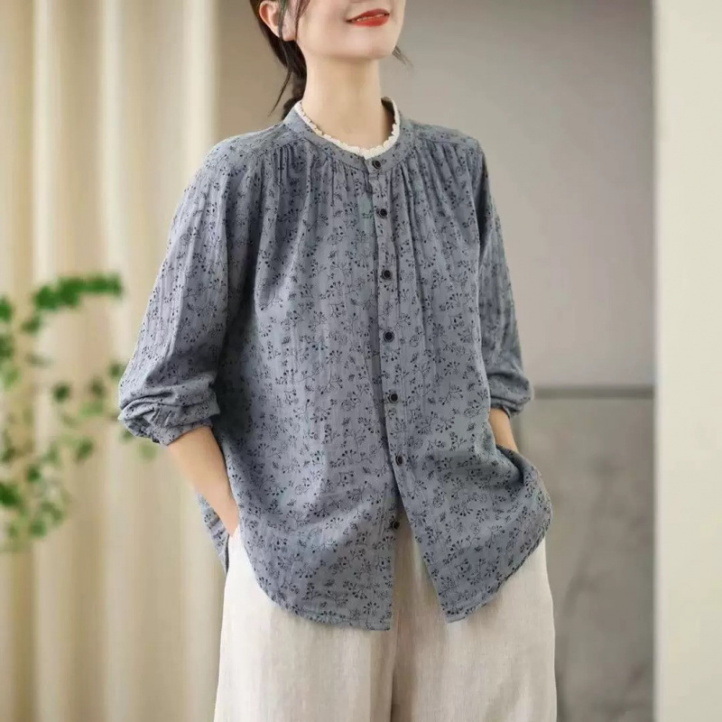 Official Figure in stock Vintage Lace Print Shirt Women's Spring Mori Style Fashion Casual Long Sleeve Top for Women Official Figure in stock Vintage Lace Print Shirt Women's Spring Mori Style Fashion Casual Long Sleeve Top for Women