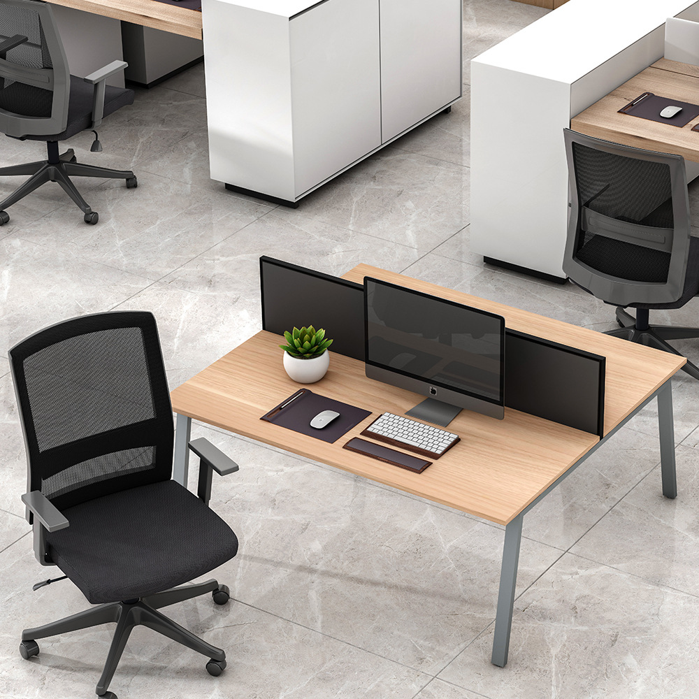 Mesa y silla de oficina simple y moderna de personal combinada de cuatro pantallas de estación de trabajo de tarjeta de personal mesa de computadora de oficina image 5
