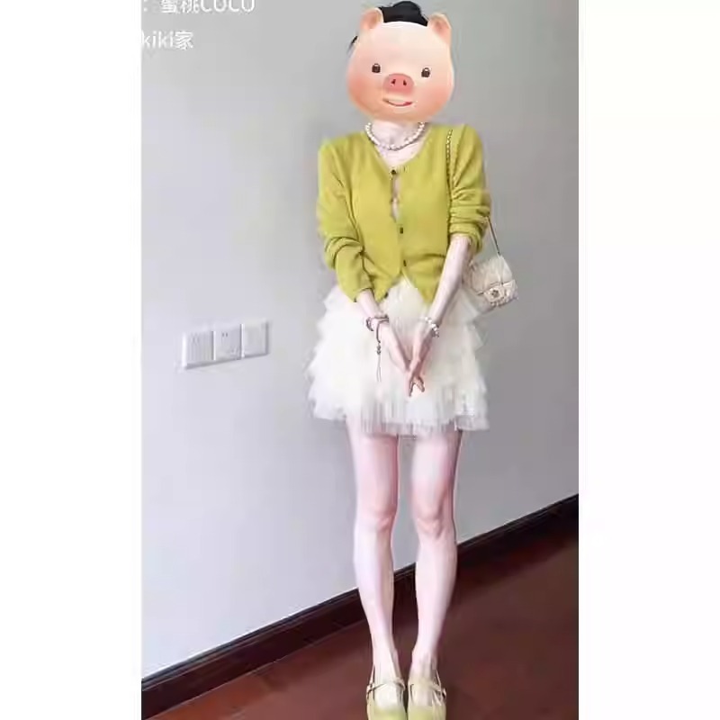 春季时髦时尚减龄穿搭女新款小个子短款开衫蛋糕蓬蓬裙两件套装|undefined