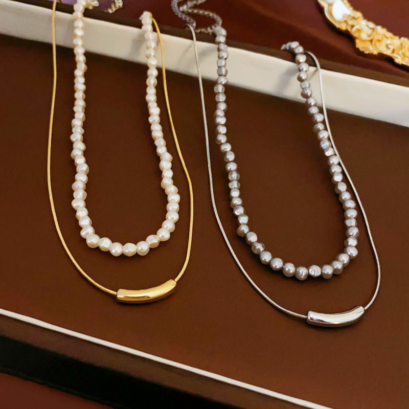 15g Weight Necklace Classification Elegant Geometric Solid Color Imitation Pearl Copper Plating Women's Necklace