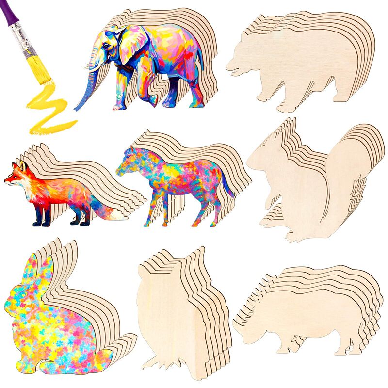 Unfinished Wooden Forest Animal Silhouette for Home Decoration DIY Craft Art Projects