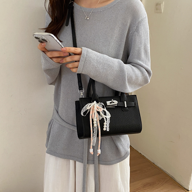 Sentido cotidiano lichi estampado Kelly bolso para mujeres 2026 nuevo estilo de moda bolso de mano versátil bolso cuadrado simple bolso de hombro