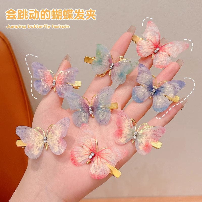 Super inmortal niños mariposa clip de cabello verano nueva niña lindas princesa clip de cabello niña dulce pequeño clip tocado