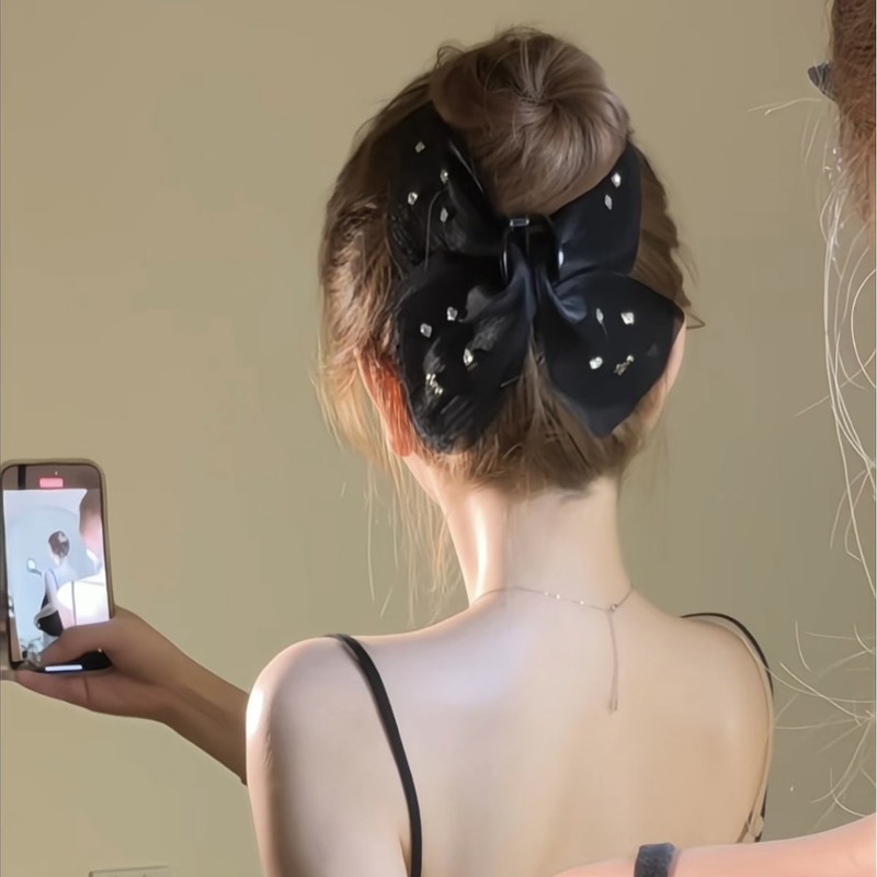 新しいチュール蝶ハイエンドヘッドバンドヘアアクセサリー女性のためのフレンチレトロシンプルなメッシュソリッドカラーフレンチスーパーフェアリーグリッパー|undefined
